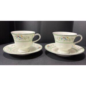 Wedgwood Agincourt Bone China Cups & Saucers Set Of 2 Made In England VTG 1970s
